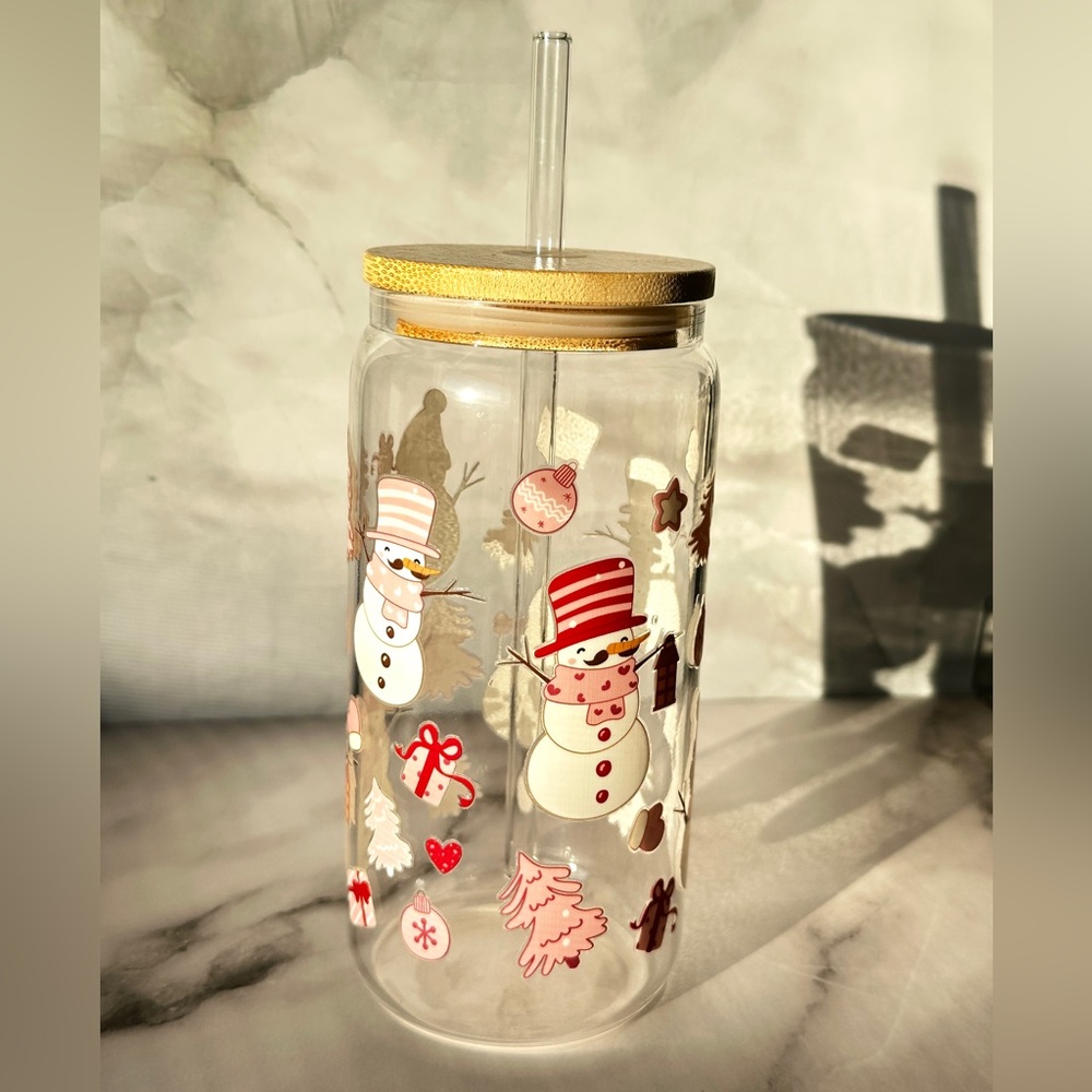Holiday Snowman Tumbler with Bamboo Lid